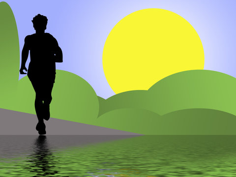 silhouette of running woman