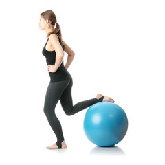 Woman during fitness time with ball