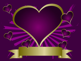A grunge purple and gold valentines vector illustration