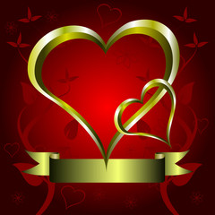 A gold hearts vector illustration