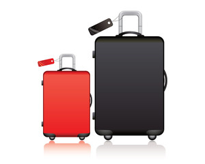black and red suitcase