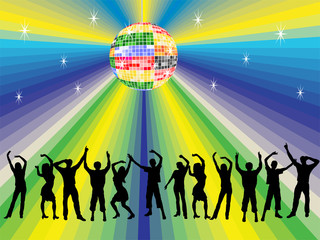 Obraz na płótnie Canvas Teenagergruppe tanzend unter Discokugel
