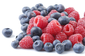 raspberries and blueberries