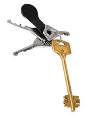 Bunch of keys with electronic key isolated on white