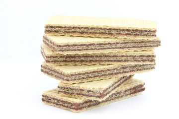 Filled wafers with chocolate