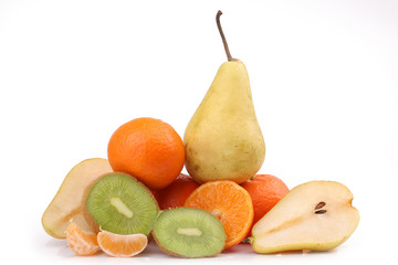 Fresh kiwi, pear and orange