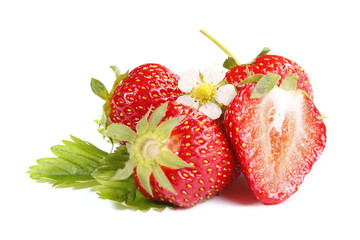 Fresh strawberries isolated on white background