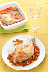 roast chicken with red and green peppers