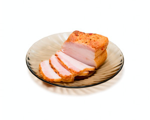 Smoked lard isolated