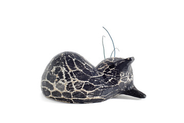 sleeping black cat figurine