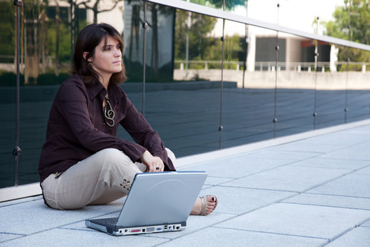 Businesswoman working outdoor