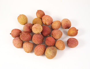 Lychee on white background