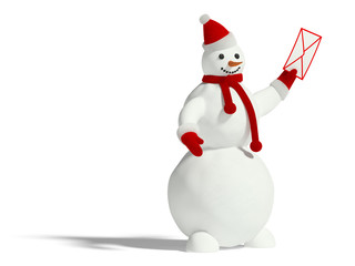 Snowman with envelope