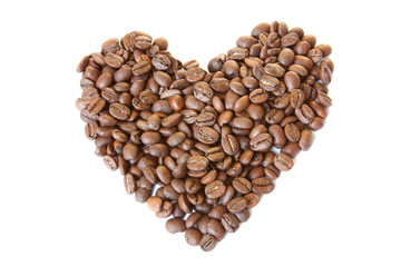 Heart shaped coffee beans