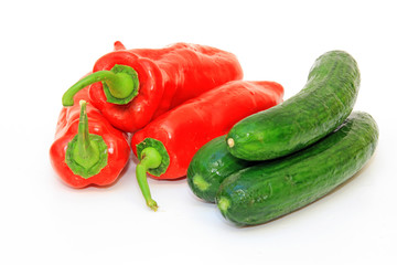 Tasty kitchen. Fresh vegetables isolated on white