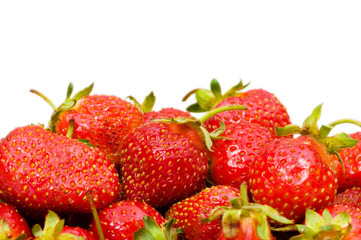 Red strawberries isolated on the white background