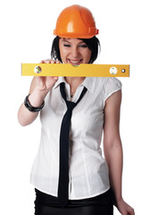 Charming girl the builder