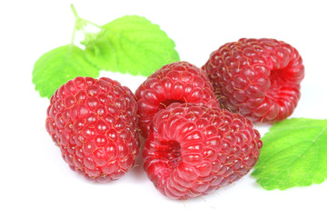 Raspberris with leaves