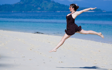 Fototapeta premium Sprung ins Glück