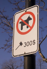 no dog sign in park sunny day blue sky dollar fine