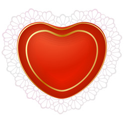 Fototapeta na wymiar Red heart with lace