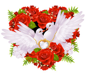 Roses and pigeons