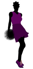 African American Cheerleader silhouette on a white background