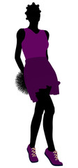 African American Cheerleader silhouette on a white background
