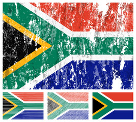 South Africa grunge flag set