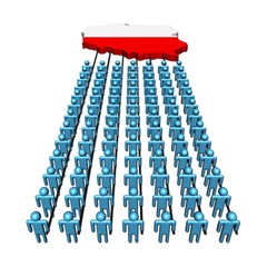 Fototapeta premium teamwork abstract people pulling giant Poland map flag