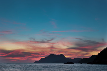 Corsica - Sunset over the UNESCO protected world heritage site o