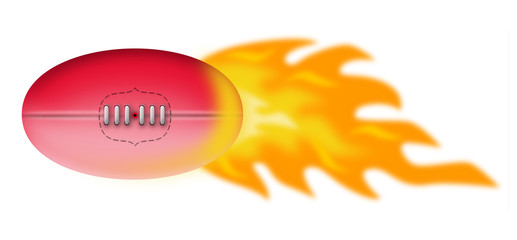 sherrin football used by aussie rules with burnng flames