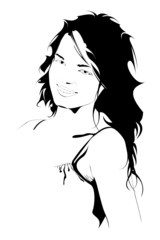 beautiful young girl, vector portrait