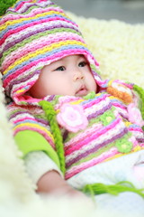Fototapeta na wymiar close up of cute asia baby