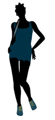African American Female Tennis Player Illustration Silhouette
