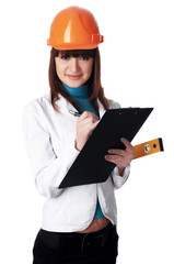 Charming girl the builder