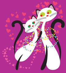 White enamoured cats