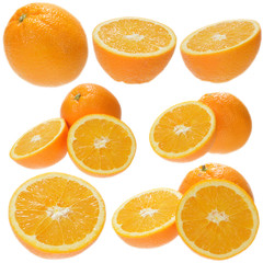 Set of fresh orange fruits