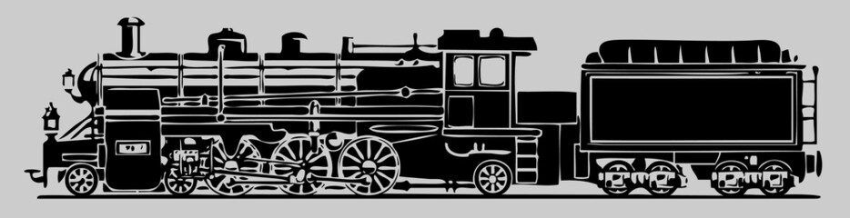 Vector illustration of old locomotive