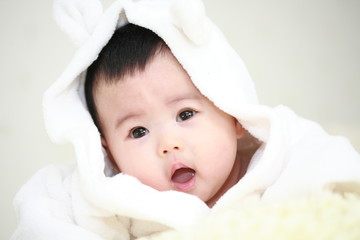 close up of cute asia baby