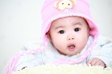 close up of cute asia baby
