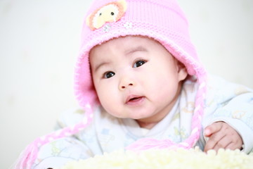 close up of cute asia baby
