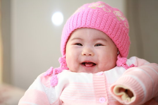 close up of cute asia baby