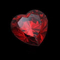 Red heart shaped garnet