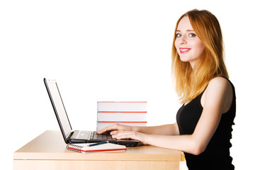Fototapeta premium Beautiful young woman working at her laptop