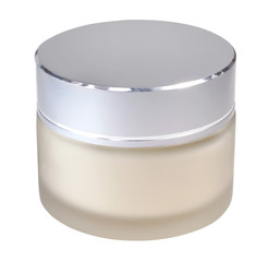 jar of cosmetic cream on white background