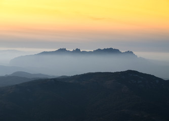 Mountains floated at dusk