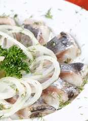 Marinated herring fillets.