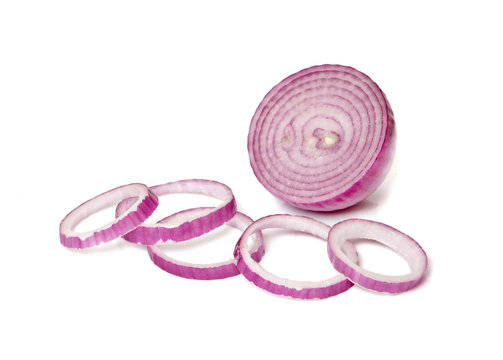 Onion slices  isolated on white background