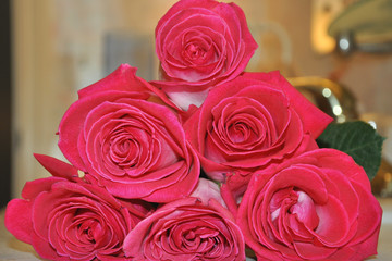 A bouquet or red roses